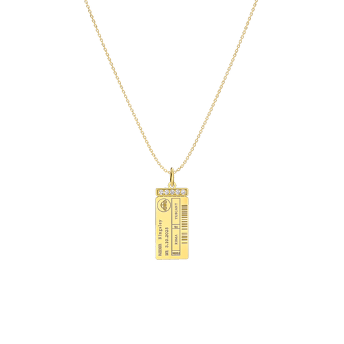 Custom Boarding Pass Necklace – Personalized Travel Ticket Pendant with Photo and Engraving