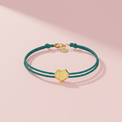Custom Initial Bracelet with Engraved Beads – Personalized Heart Cord Bracelet SB004