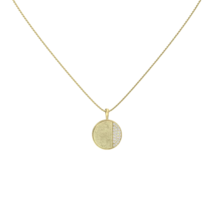 Personalized Fingerprint Round Necklace – Custom Engraved Keepsake Pendant