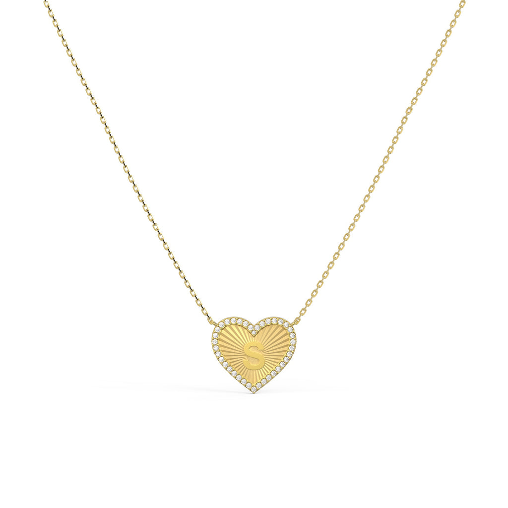 Personalized Heart Initial Necklace for Women – 18K Gold Plated Letter Pendant with Custom Back Engraving