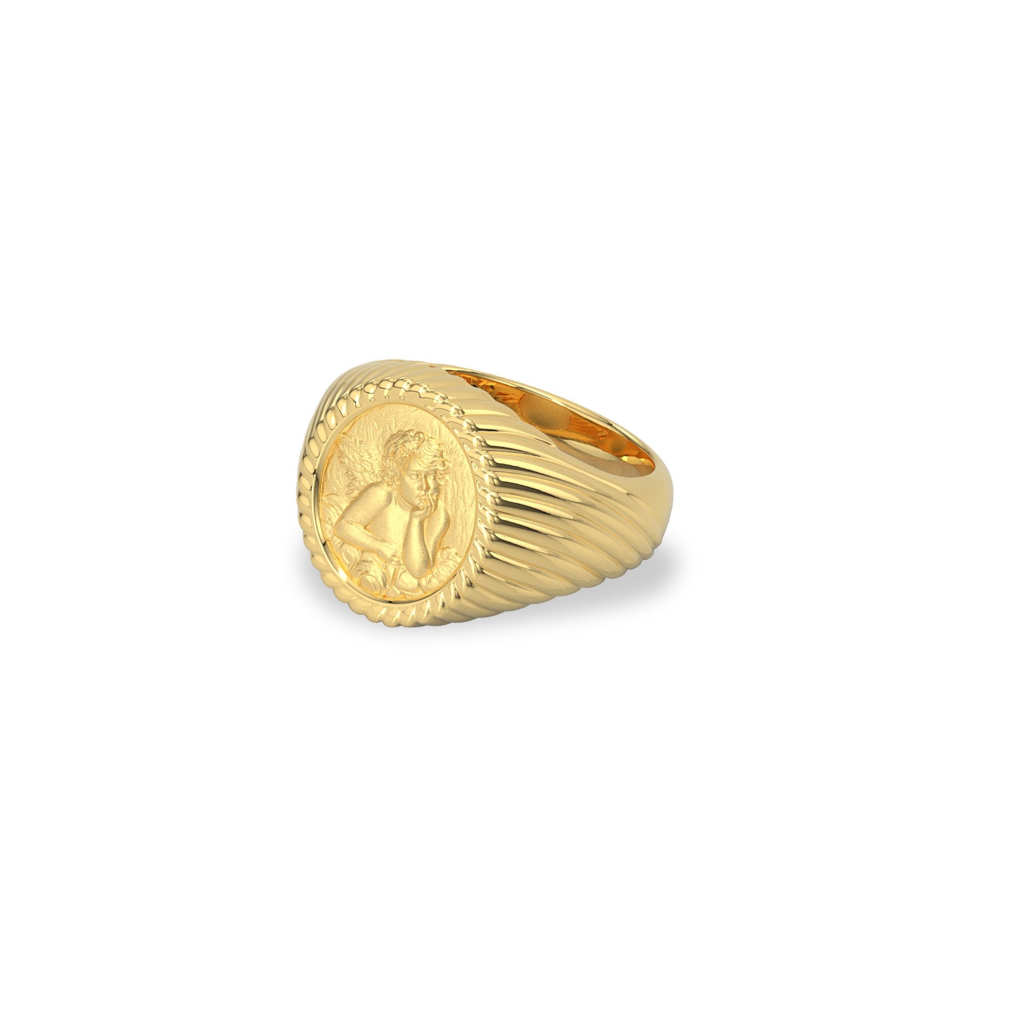 Vintage Coin Signet Ring | 18K Gold Plated Legacy Coin Ring, Classic Engraved Medallion Ring for Women and Men