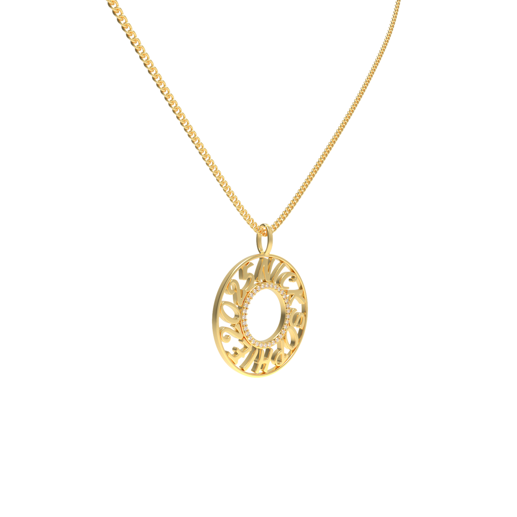 Personalized Circle Name Necklace – Custom Engraved Name Pendant with Pavé Center Ring, Eternity Circle Necklace Gift for Her