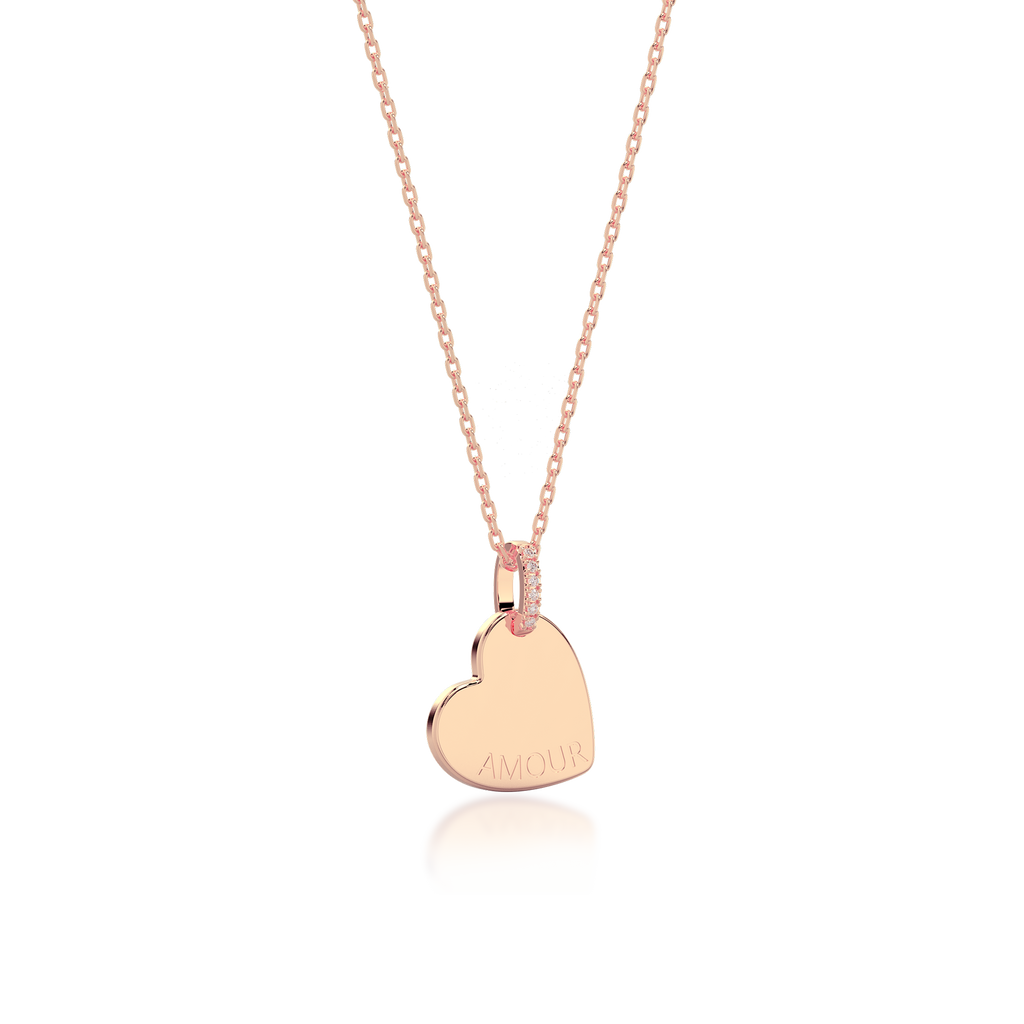 Personalized Charm Necklace – Custom Engraved Photo, Fingerprint & Message Pendant 18K Rose Gold Plated Silver SS25N001H