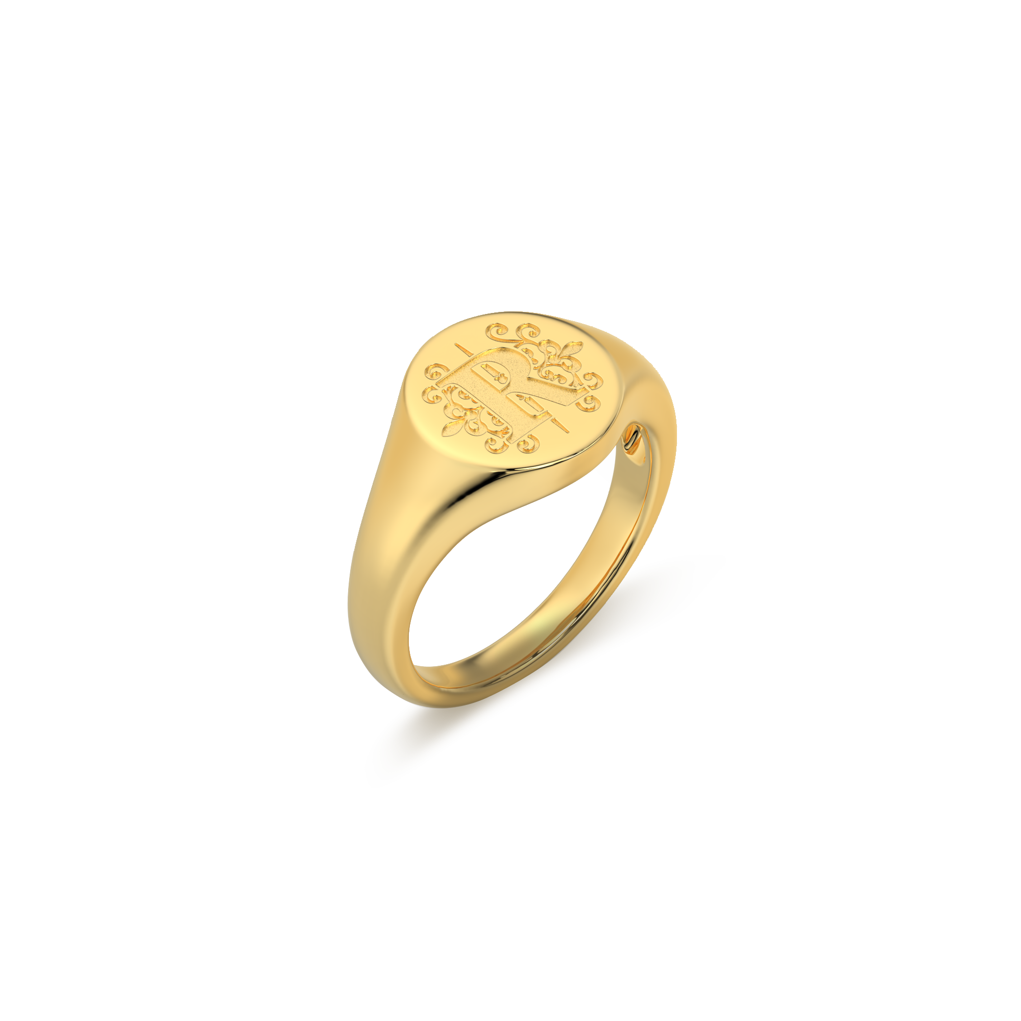 Personalized Monogram Signet Ring | Custom Engraved Initial Ring, Round Gold Minimalist Name Ring for Women and Men