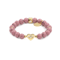 Personalized Gemstone Bracelet with Custom Charm & Engraved Beads SB010BR