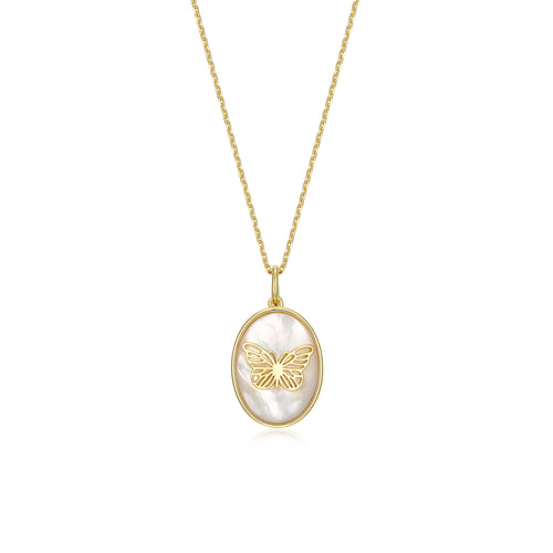 Butterfly Locket Necklace – Custom Photo Locket with Engraving, Mother of Pearl Pendant, Personalized Jewelry Gift