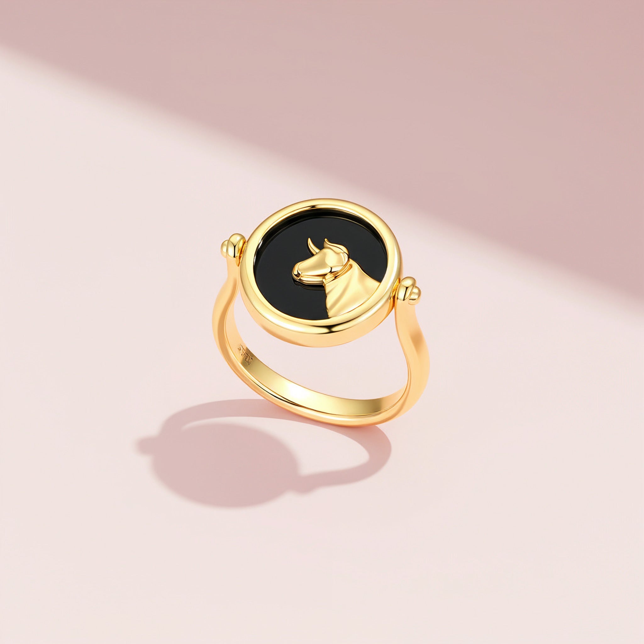 Twin Signet Ring and Pendant | Personalized Zodiac and Initial Reversible Gold Black Onyx Jewelry