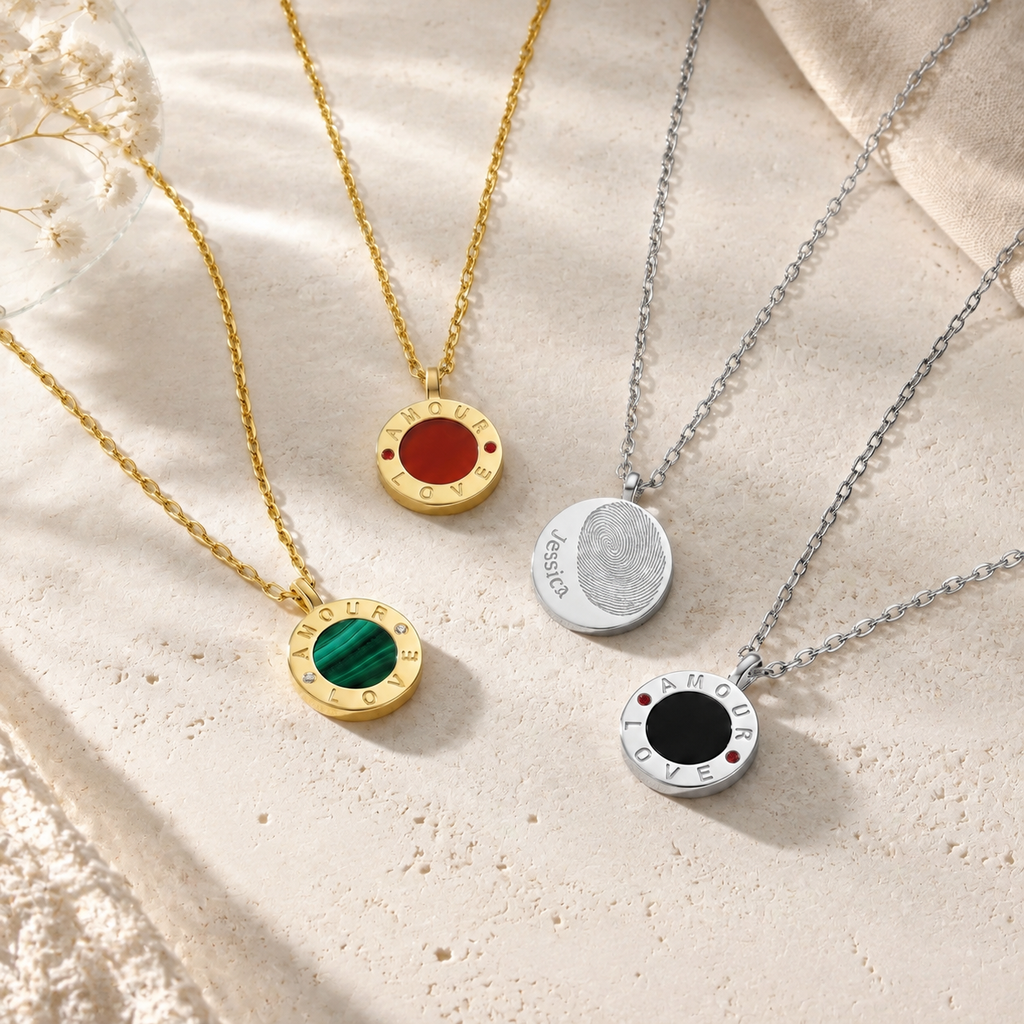 Personalized Fingerprint Keepsake Necklace – Custom Engraved Pendant