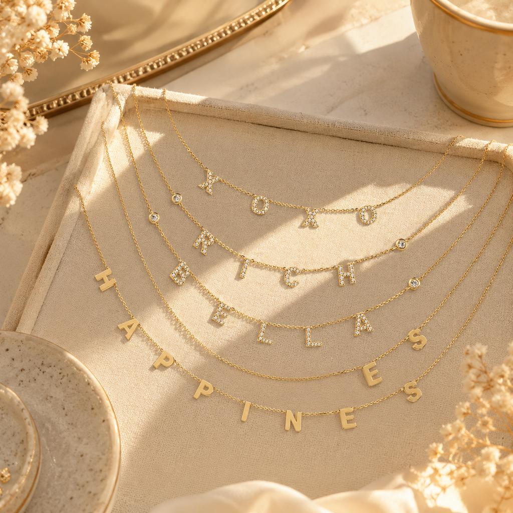 Custom Name Necklace in Gold or White Gold with Diamond Accent SS25N004BR