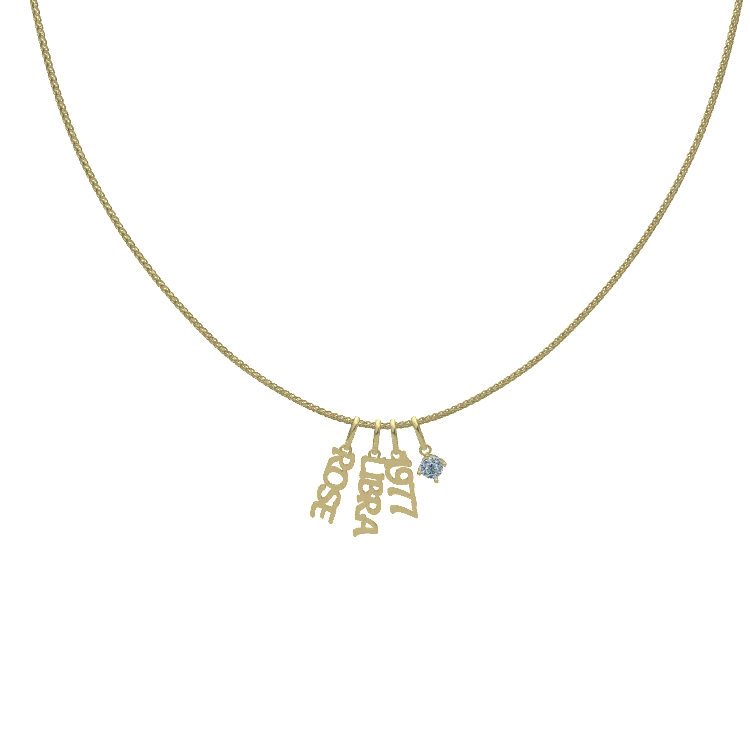 Personalized Name and Birthstone Charm Necklace