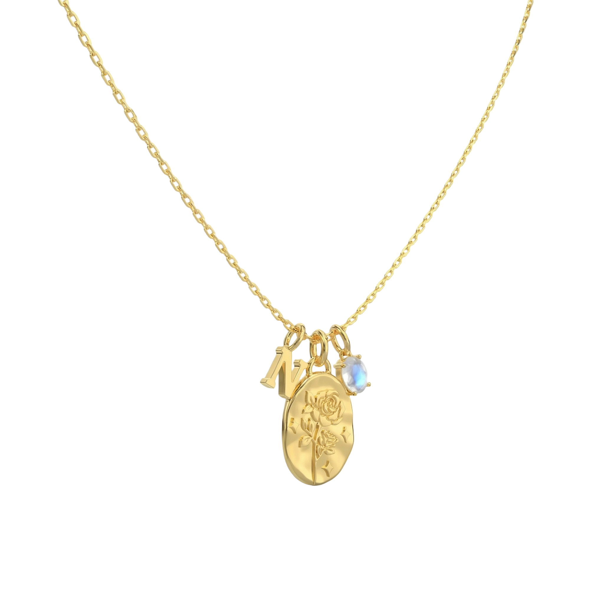 Custom Birth Flower Necklace – Personalized Initial & Birthstone Pendant Gift for Her