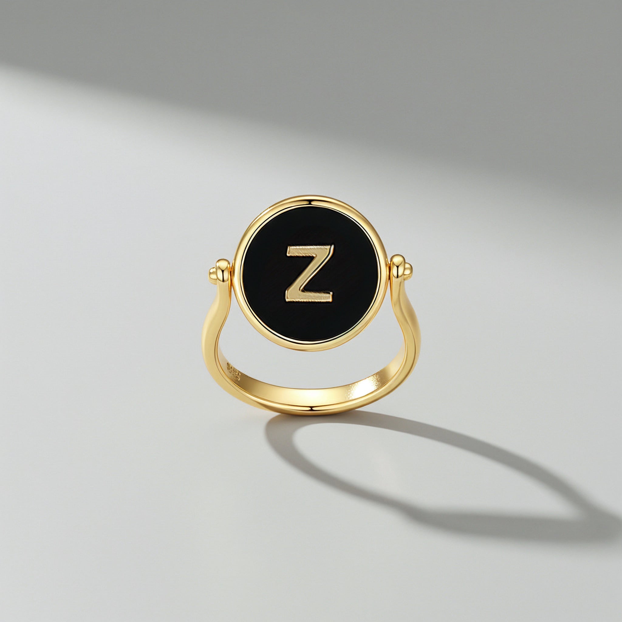 Twin Signet Ring and Pendant | Personalized Zodiac and Initial Reversible Gold Black Onyx Jewelry