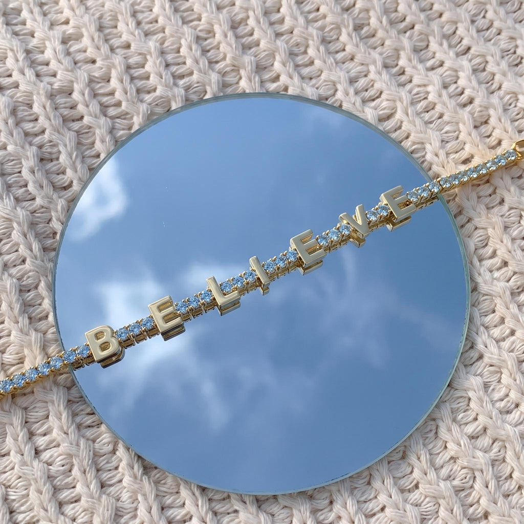 Bracelet de tennis pierre de naissance – Bracelet prénom personnalisé en or 18 carats, cadeau de bijoux personnalisé