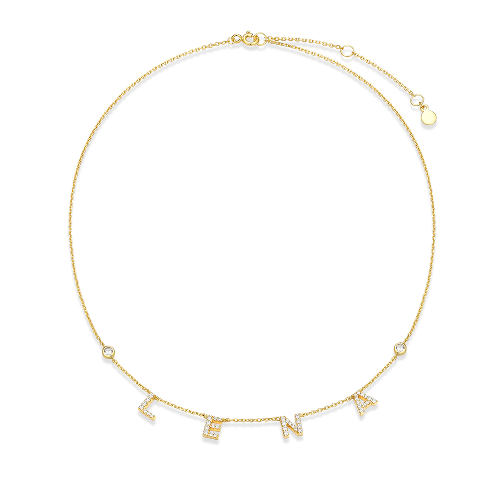 Custom Name Necklace in Gold or White Gold with Diamond Accent SS25N004BR