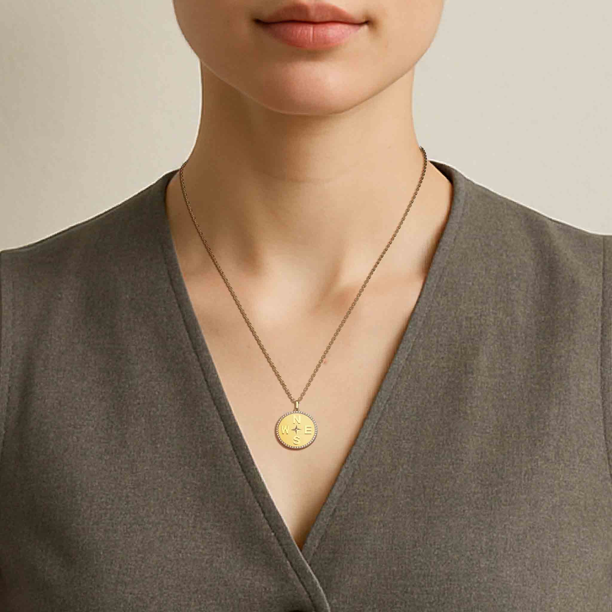 Personalized Medallion Necklace | Custom Letter & Lucky Symbol Pendant with Engraving or Photo Upload, 18K Gold Plated