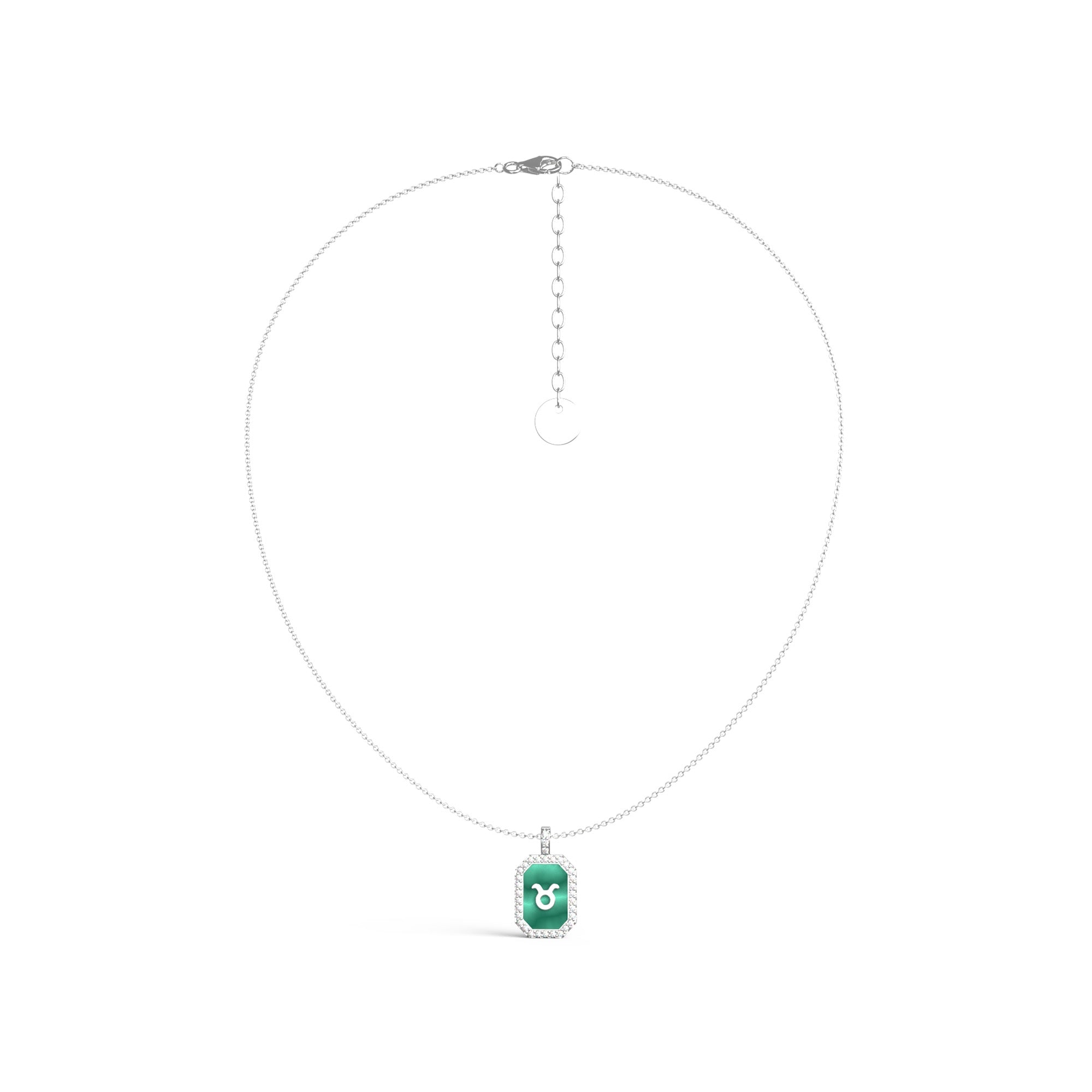 Zodiac Gemstone Necklace – Custom Initial Pendant in Malachite, Mother of Pearl or Agate