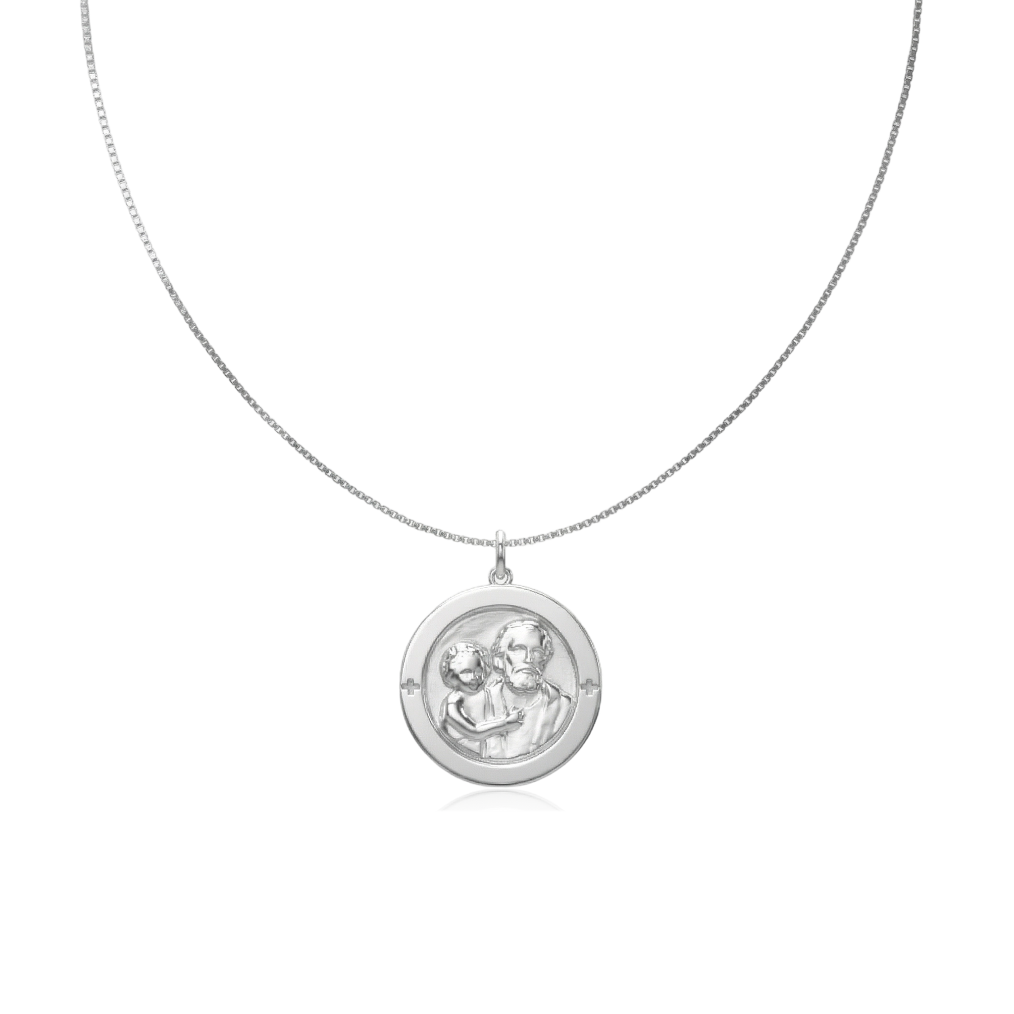 Custom Photo Engraved Necklace – Rhodium Plated Round Medallion Pendant, Personalized 3D Relief Portrait Necklace for Men and Women