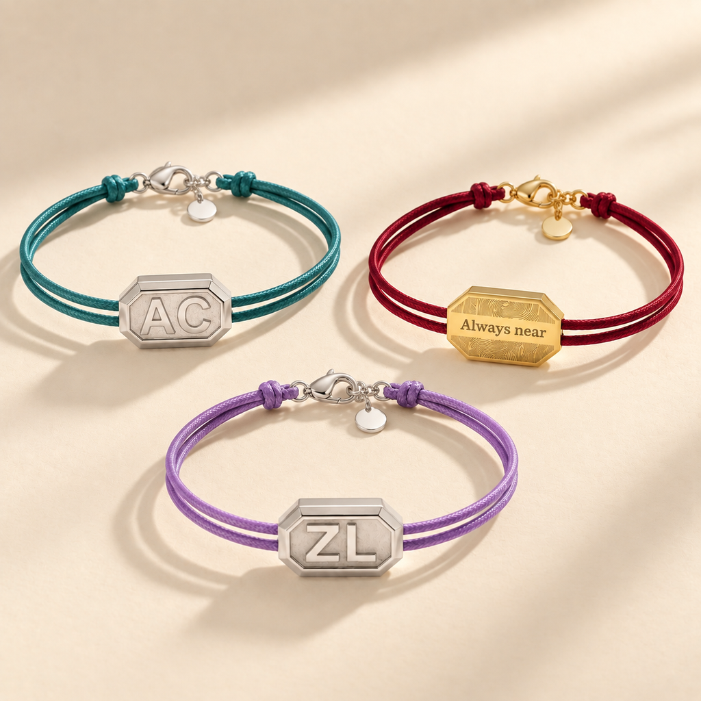 Personalized Fingerprint and Initial Bracelet-925 Sterling Silver