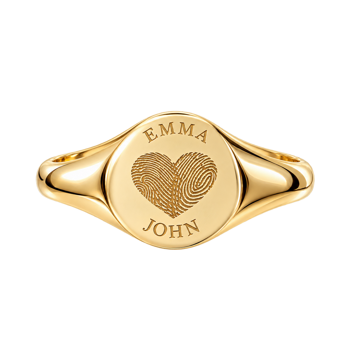 Personalized Fingerprint Heart Signet Ring-925 Sterling Silver