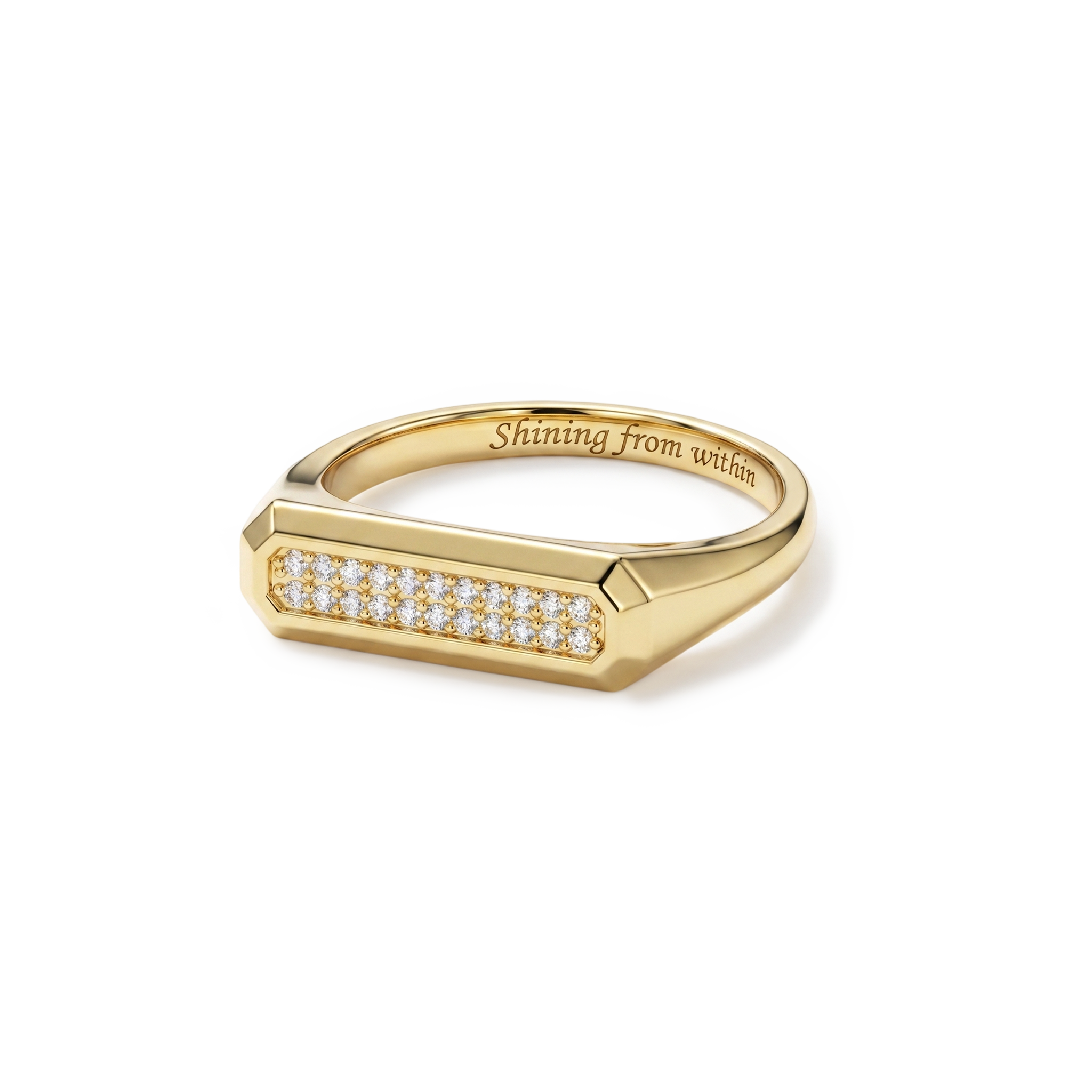 Personalized Pave Signet Ring – Engraved Love Ring 18K Gold Plated SR011