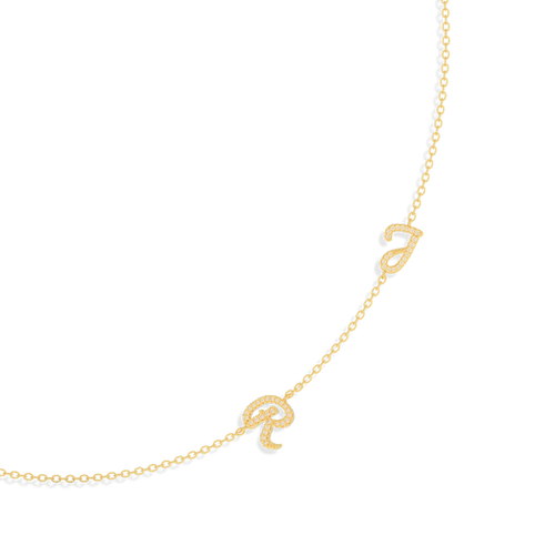 Collier initiales personnalisé | Bijoux lettre penchée SN024BR