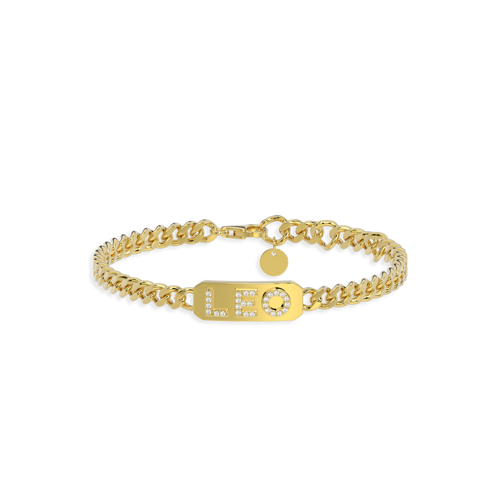 Personalized Pavé ID Bar Bracelet | Custom Name Curb Chain Bracelet for Him & Her with Engraving