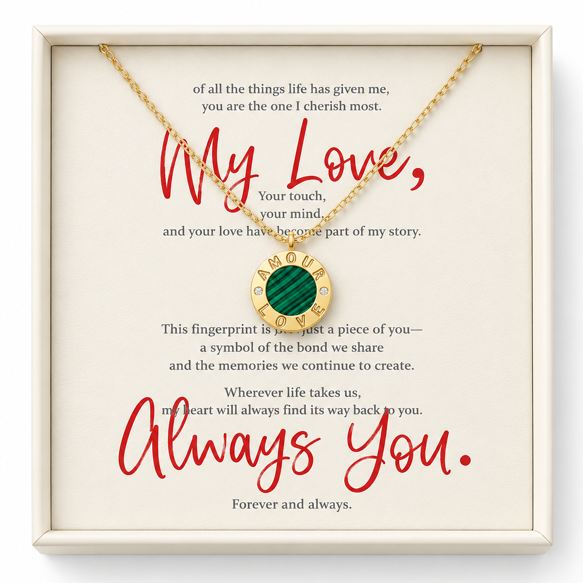 Personalized Fingerprint Keepsake Necklace – Custom Engraved Pendant