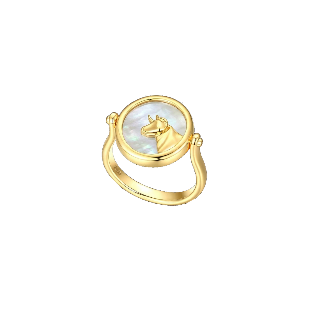 Twin Signet Ring and Pendant | Personalized Zodiac and Initial Reversible Gold Black Onyx Jewelry