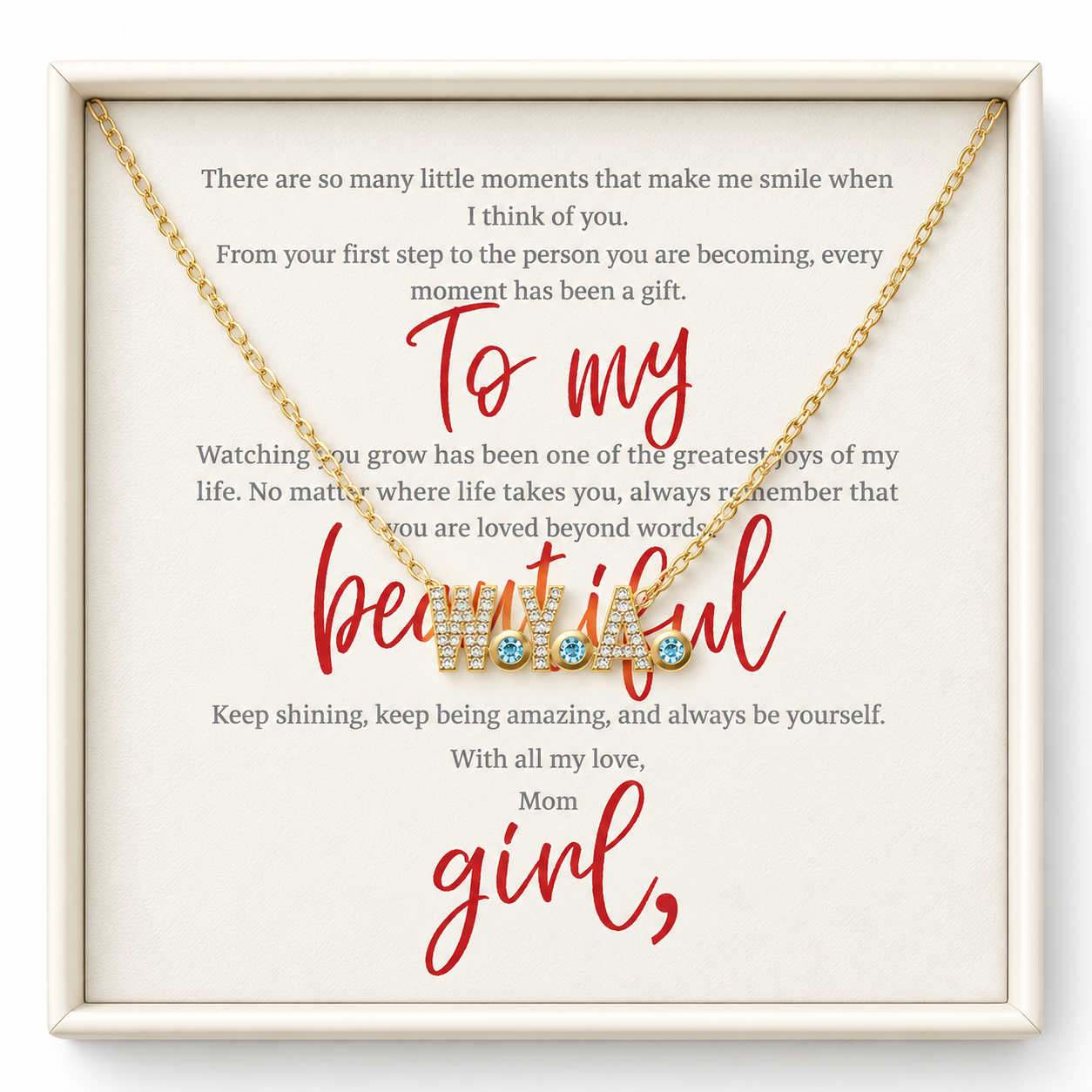 Personalized Name and Birthstone Necklace-S925 Sterling Silver