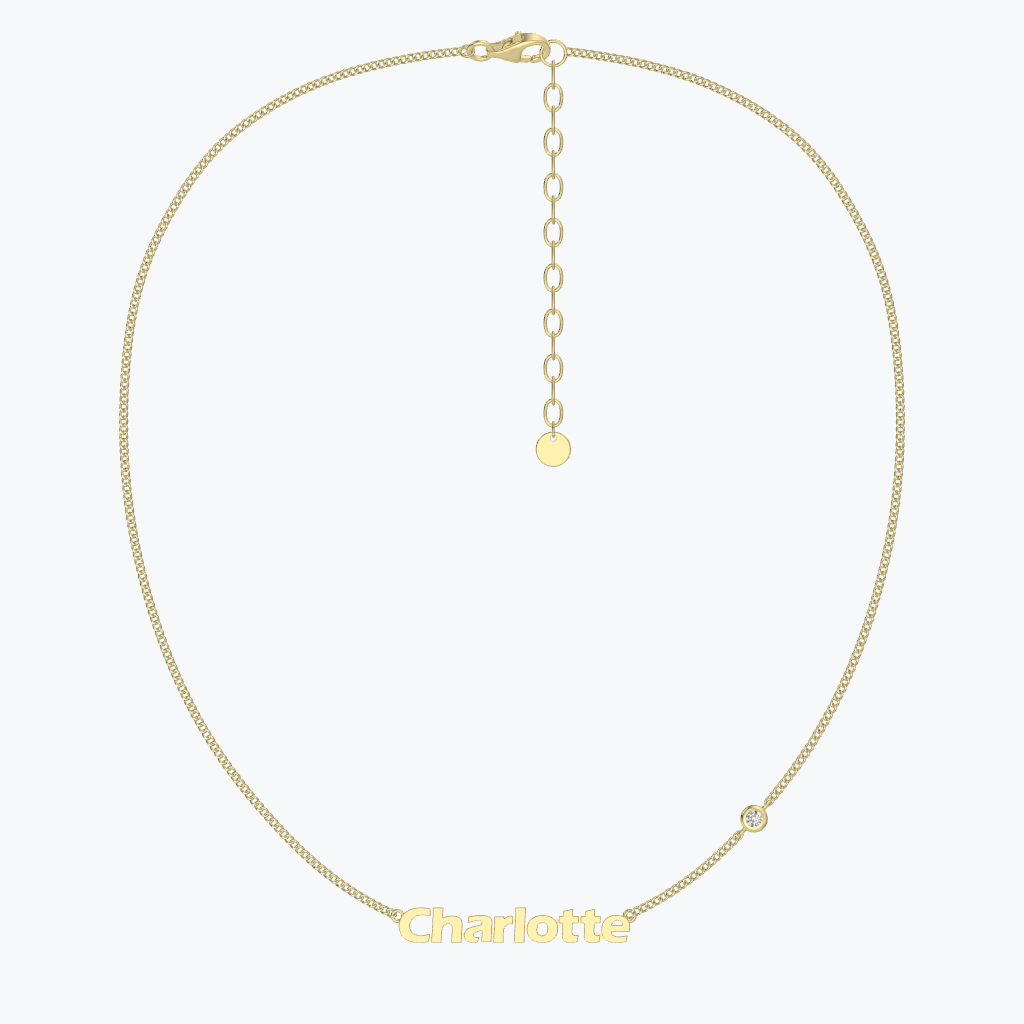 Personalized Name Necklace with Bezel Stone Accents