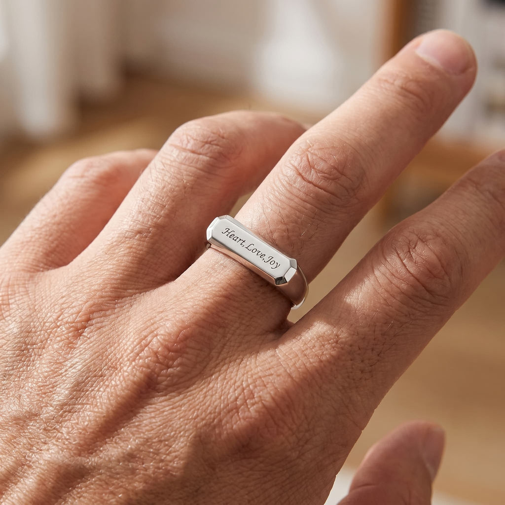 Custom Engraved Signet Ring for Women & Men – Personalized Couple Love Ring SR011