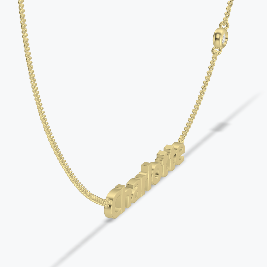 Personalized Name Necklace with Bezel Stone Accents