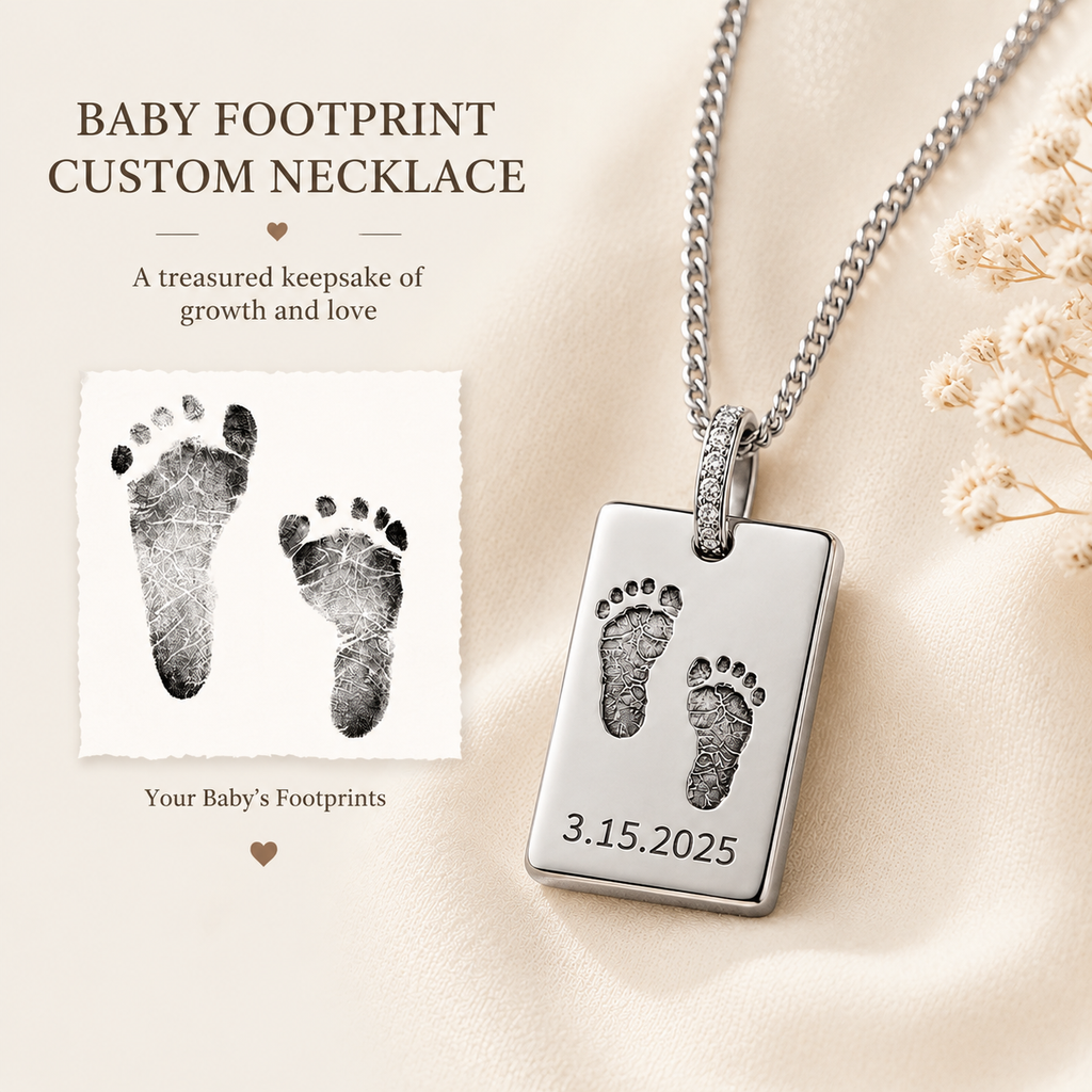 Custom Engraved Pendant Necklace | Fingerprint and Memory Jewelry SP003