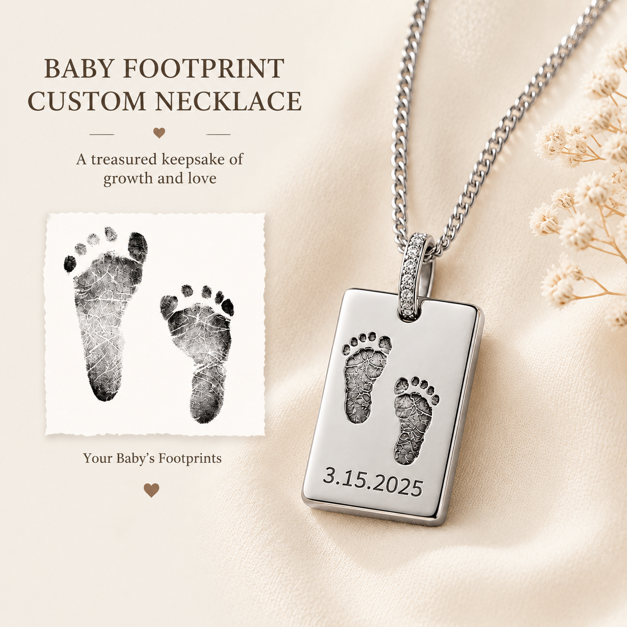 Custom Engraved Pendant Necklace | Fingerprint and Memory Jewelry SP003