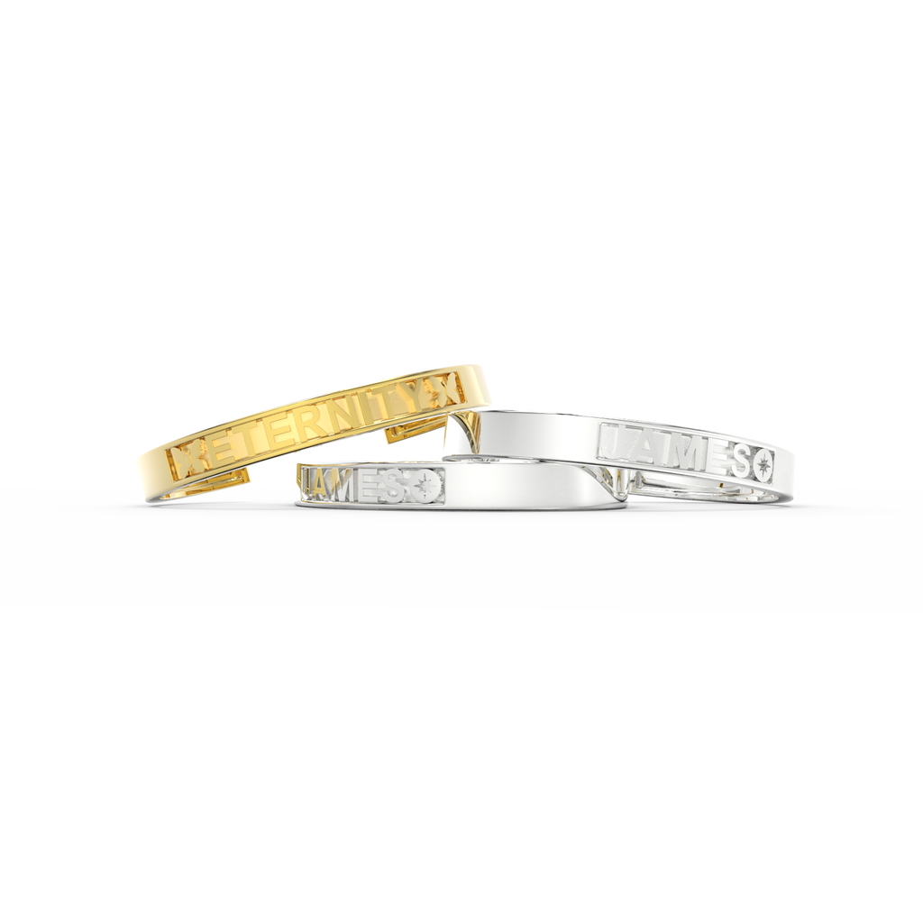Modular Letter Cuff Bracelet | Personalized Name Bangle, 18K Gold Plated Adjustable Jewelry
