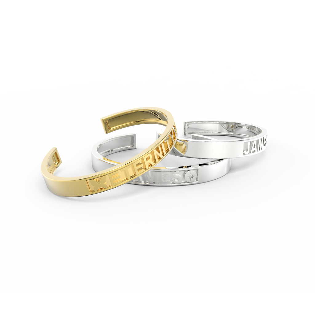 Modular Letter Cuff Bracelet | Personalized Name Bangle, 18K Gold Plated Adjustable Jewelry