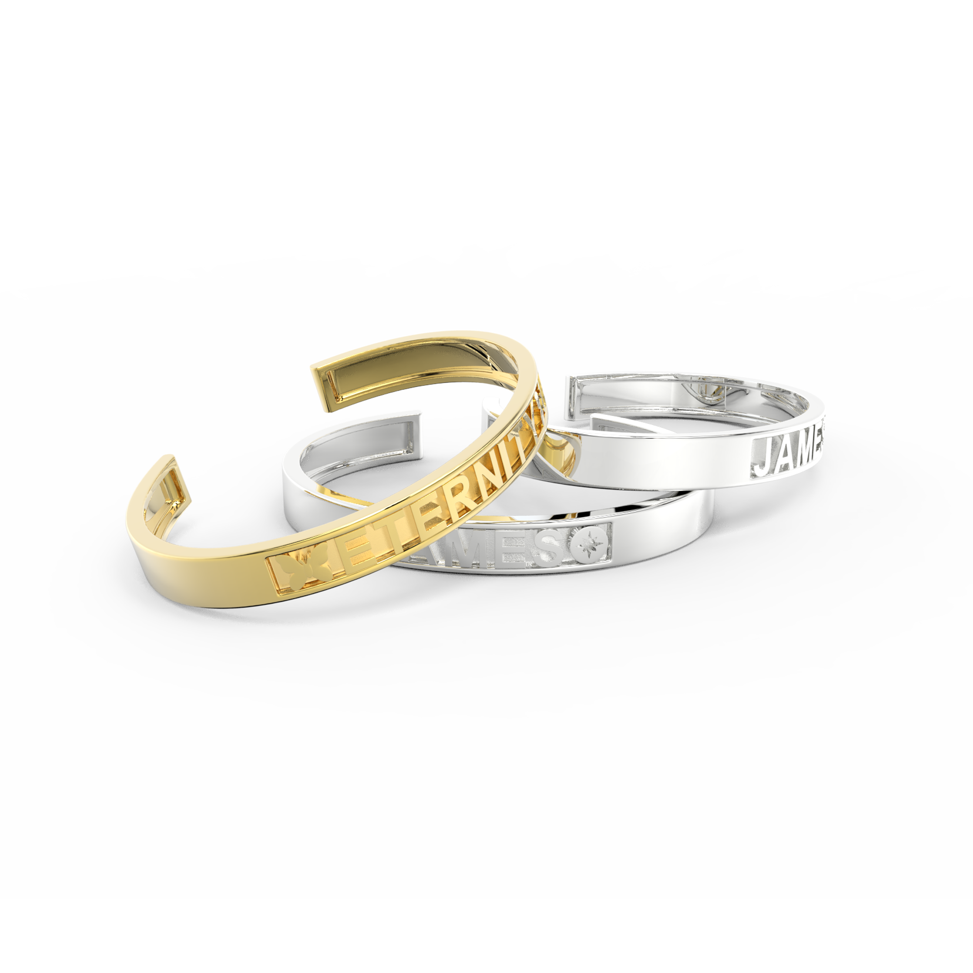 Modular Letter Cuff Bracelet | Personalized Name Bangle, 18K Gold Plated Adjustable Jewelry