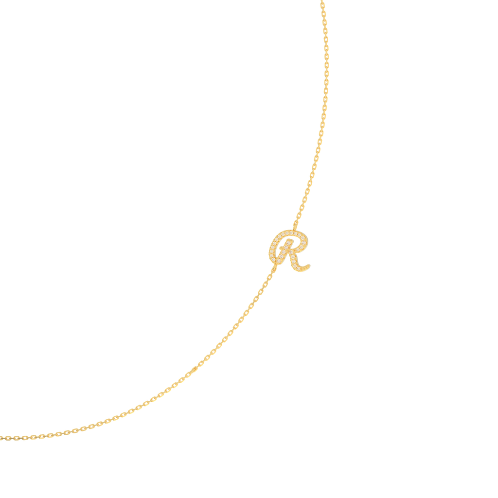 Personalized Initial Necklace with Tilted Letters