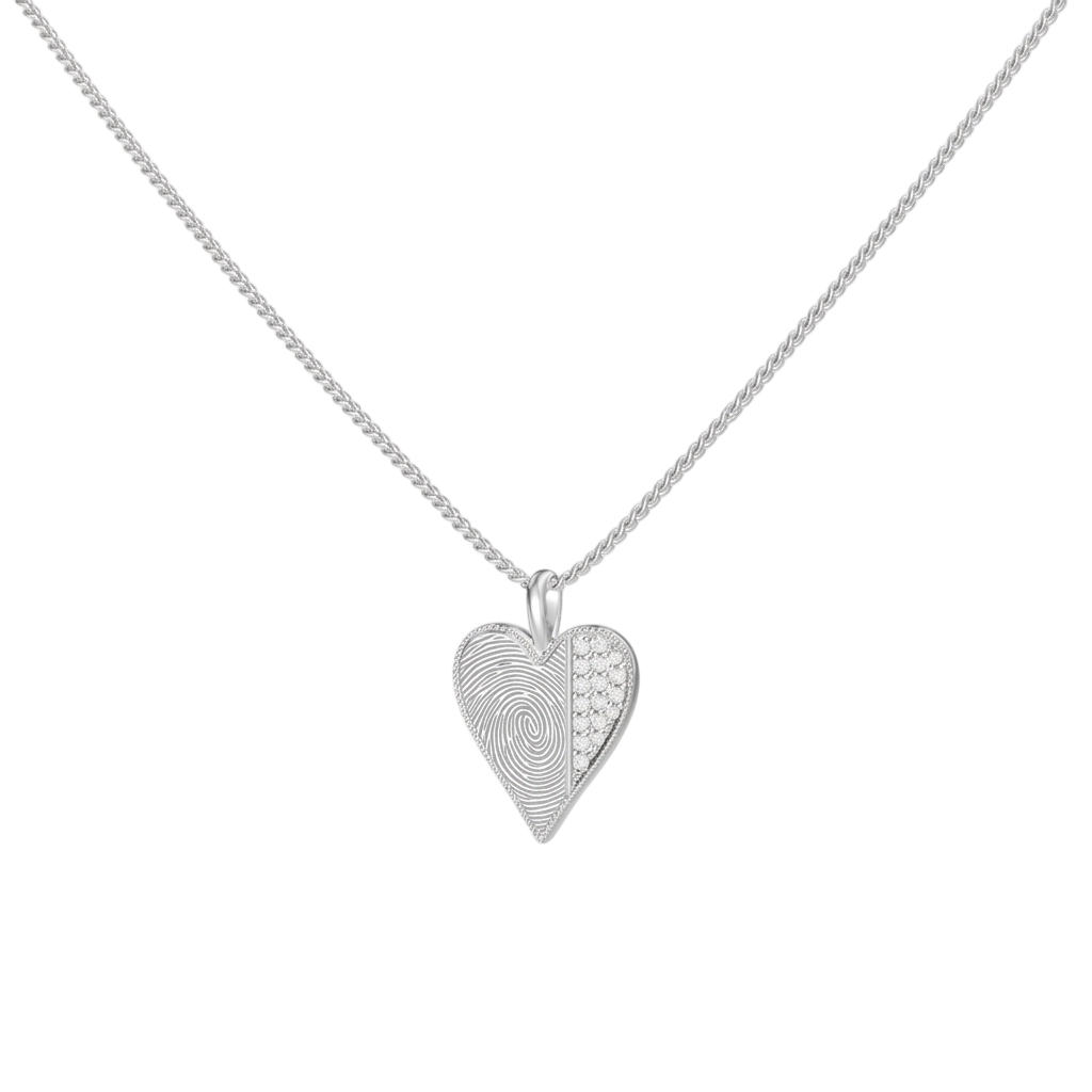 Fingerprint Heart Keepsake Necklace – Personalized Engraved Pendant
