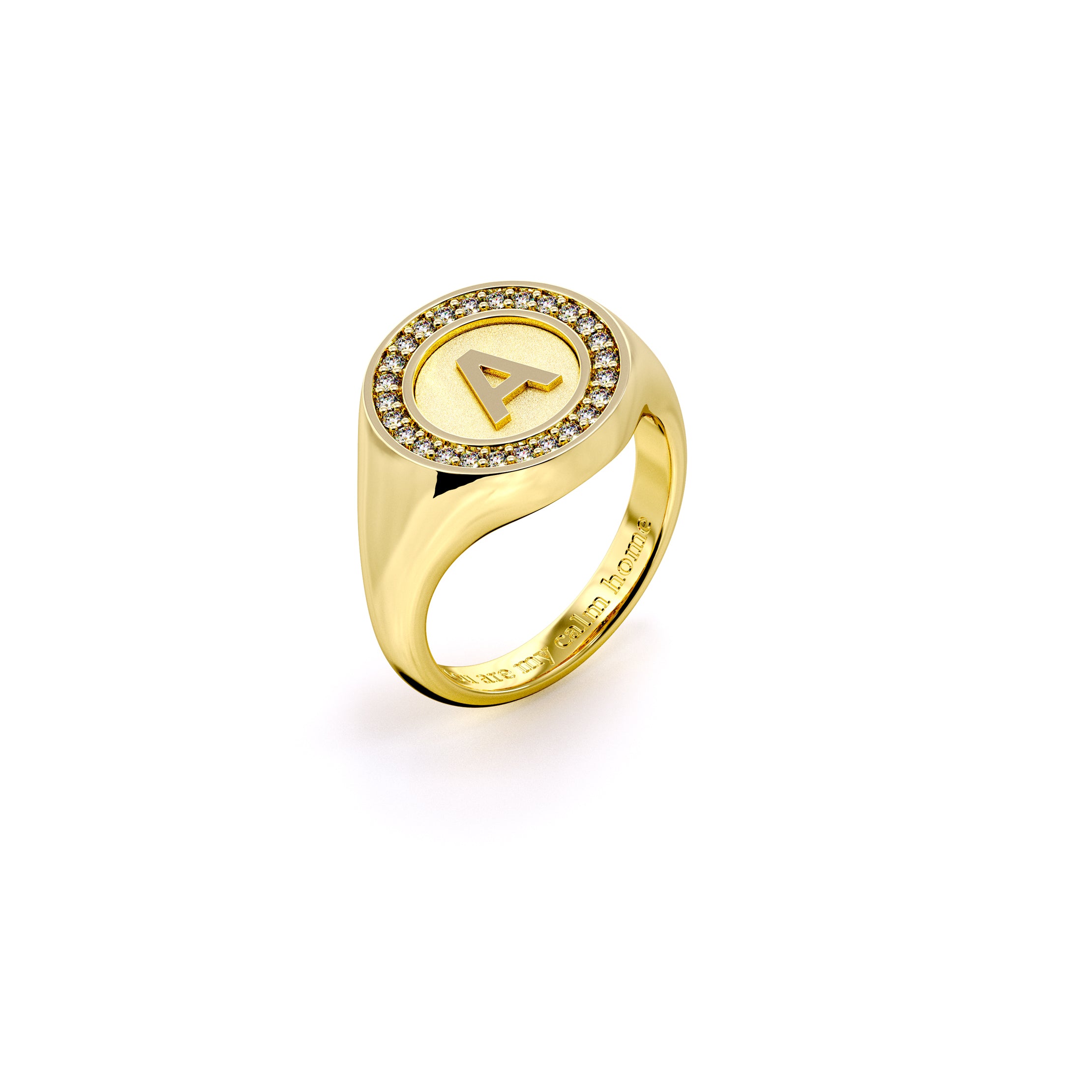 Personalized Initial Signet Ring | 18K Gold Plated Monogram Ring with Custom Letter Engraving