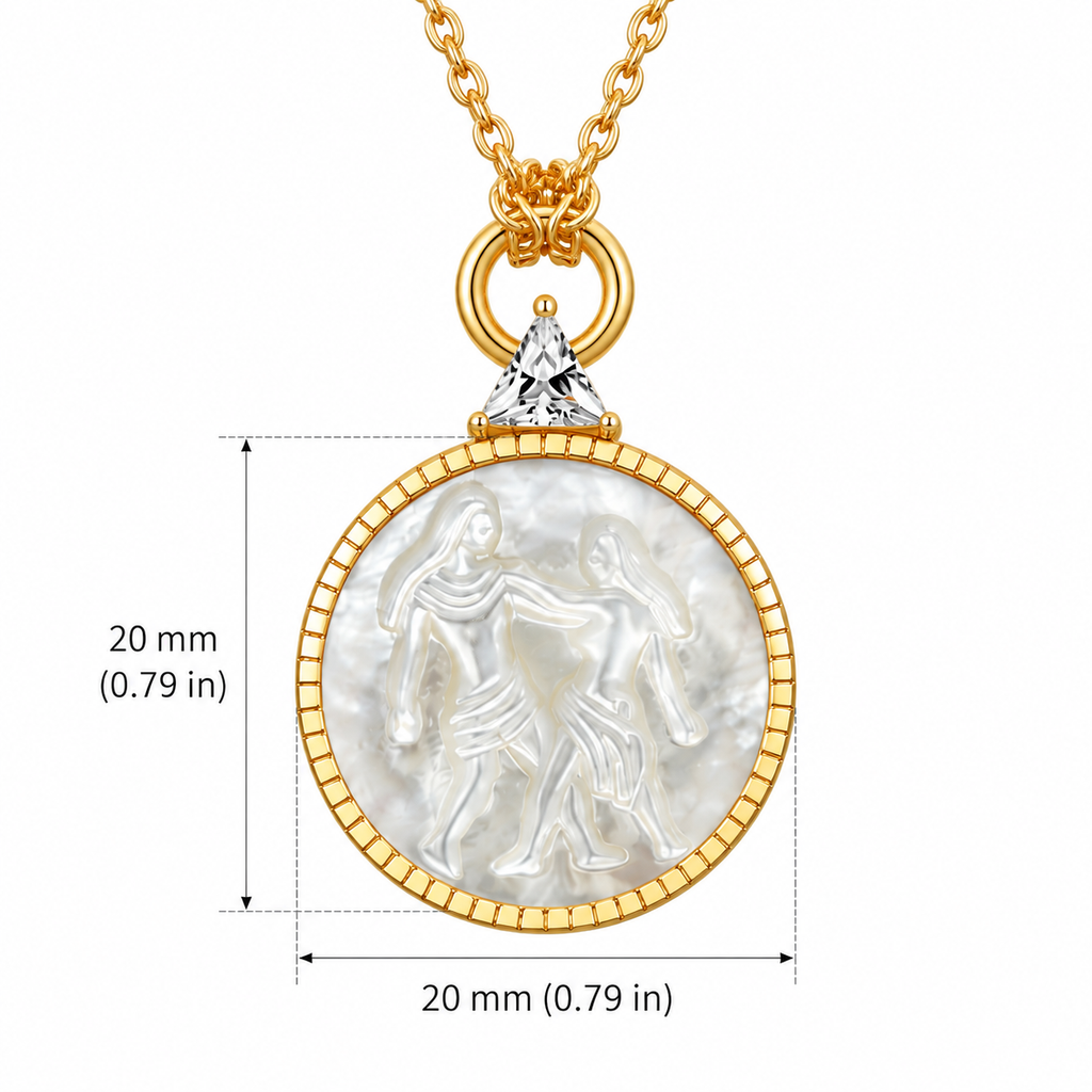 Celestial Zodiac Pendant Necklace - Mother of Pearl and Sterling Silver