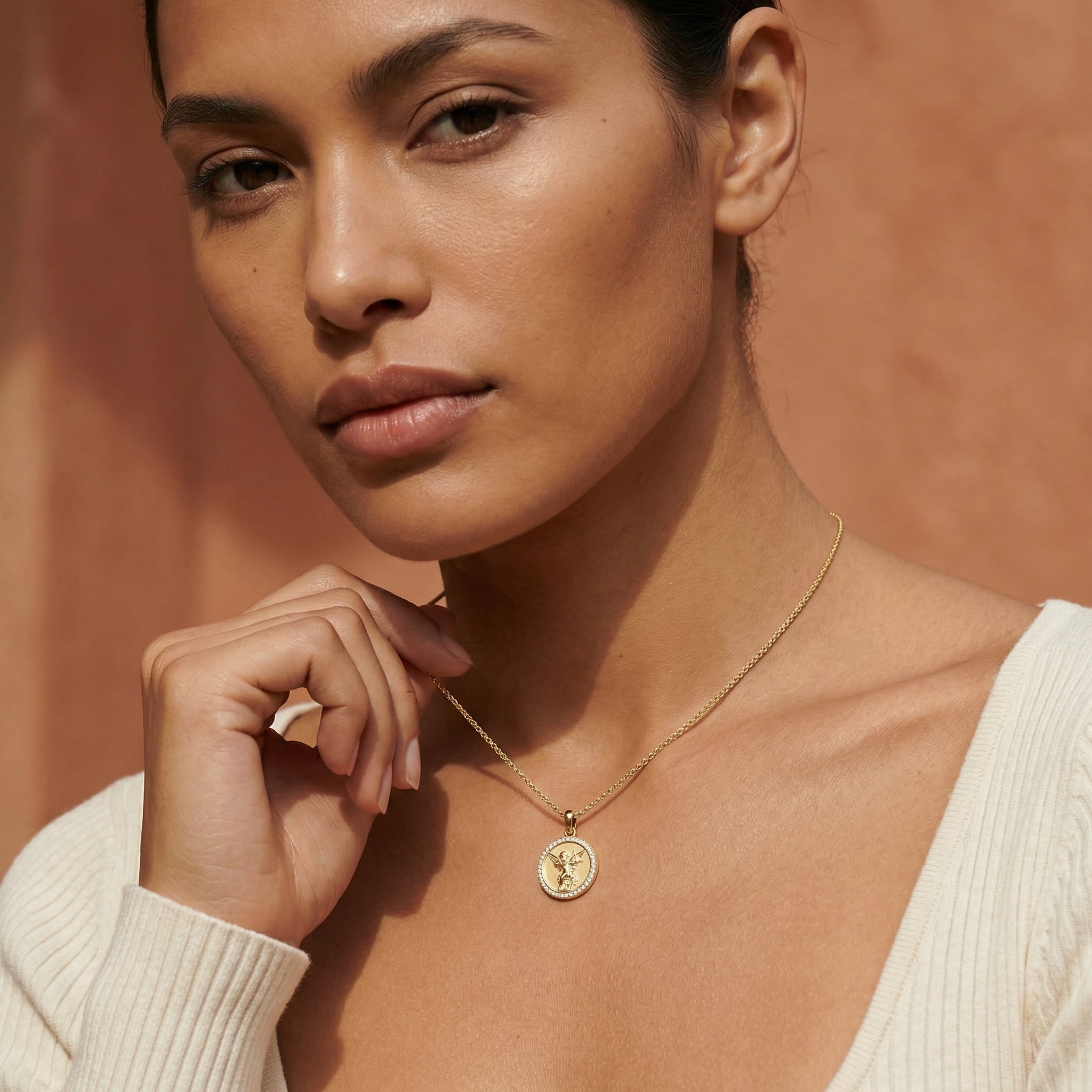 Custom Relief Necklace – Photo Engraved Halo Pendant, Memorial and Faith Jewelry with Back Engraving