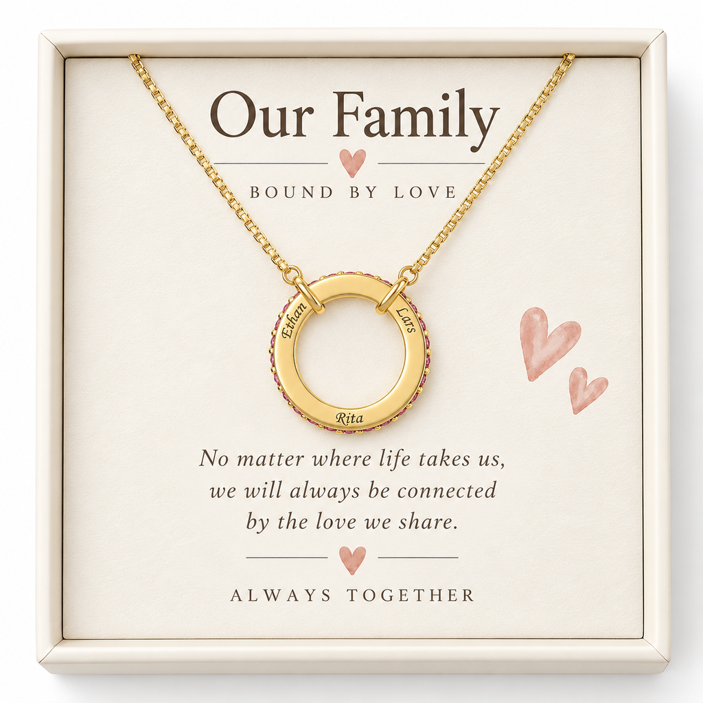 Personalized Family Circle Birthstone Necklace