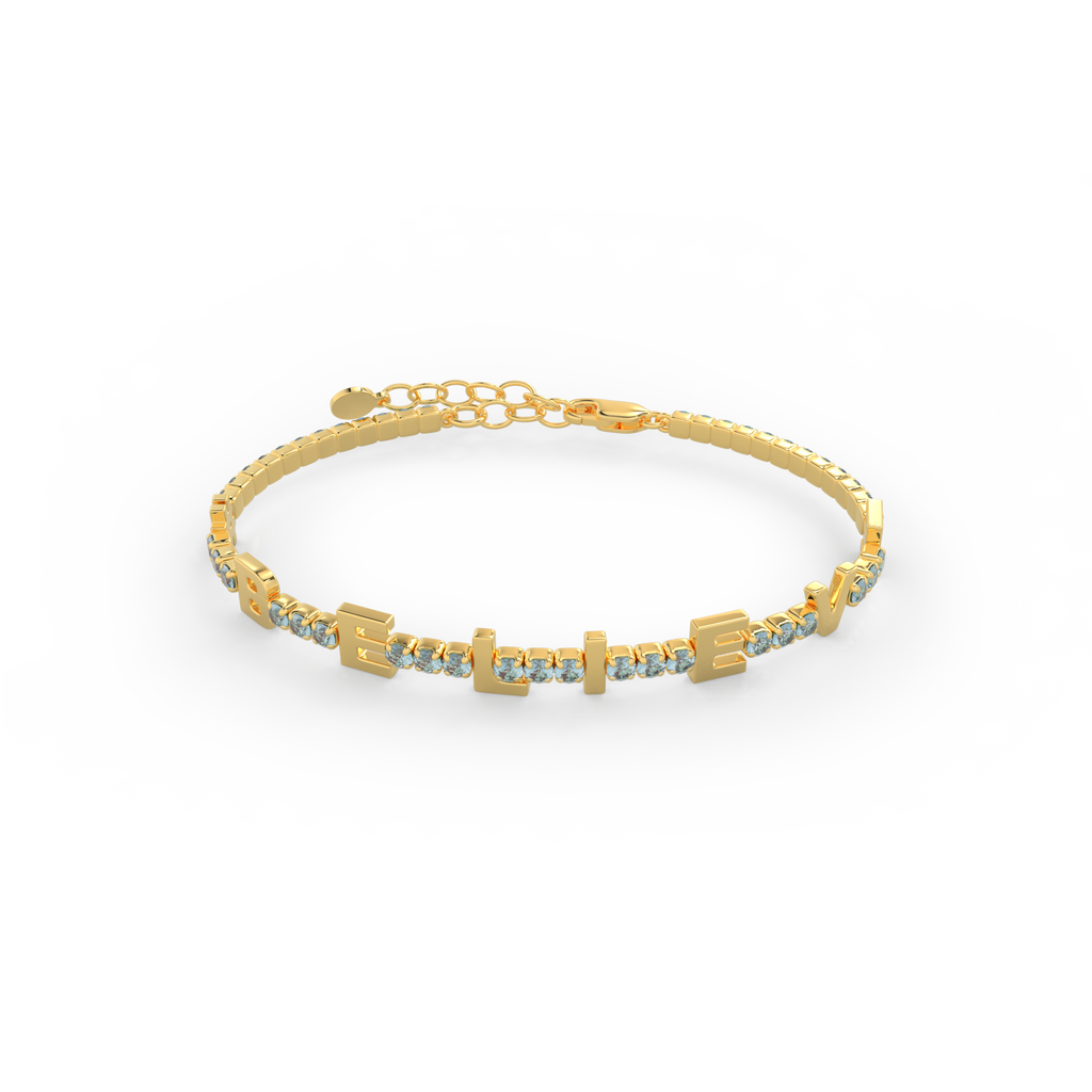 Birthstone Tennis Bracelet – Custom Name Bracelet in 18K Gold, Personalized Jewelry Gift