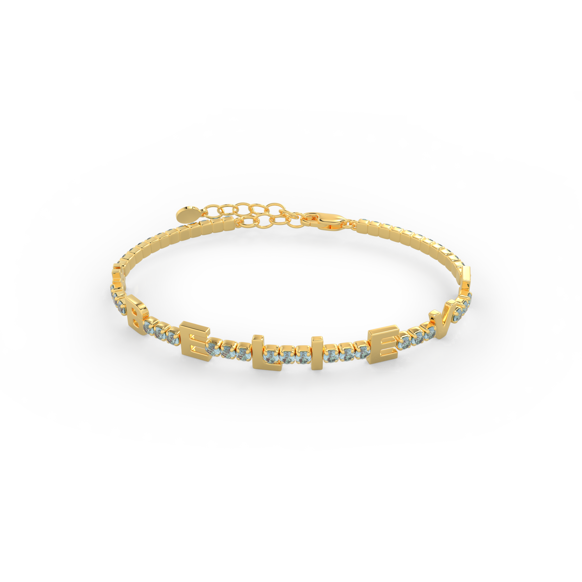 Birthstone Tennis Bracelet – Custom Name Bracelet in 18K Gold, Personalized Jewelry Gift