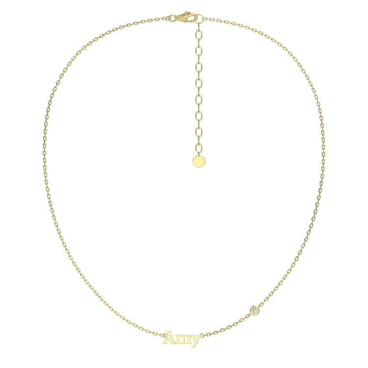 Personalized Name Necklace with Bezel Stone Accents