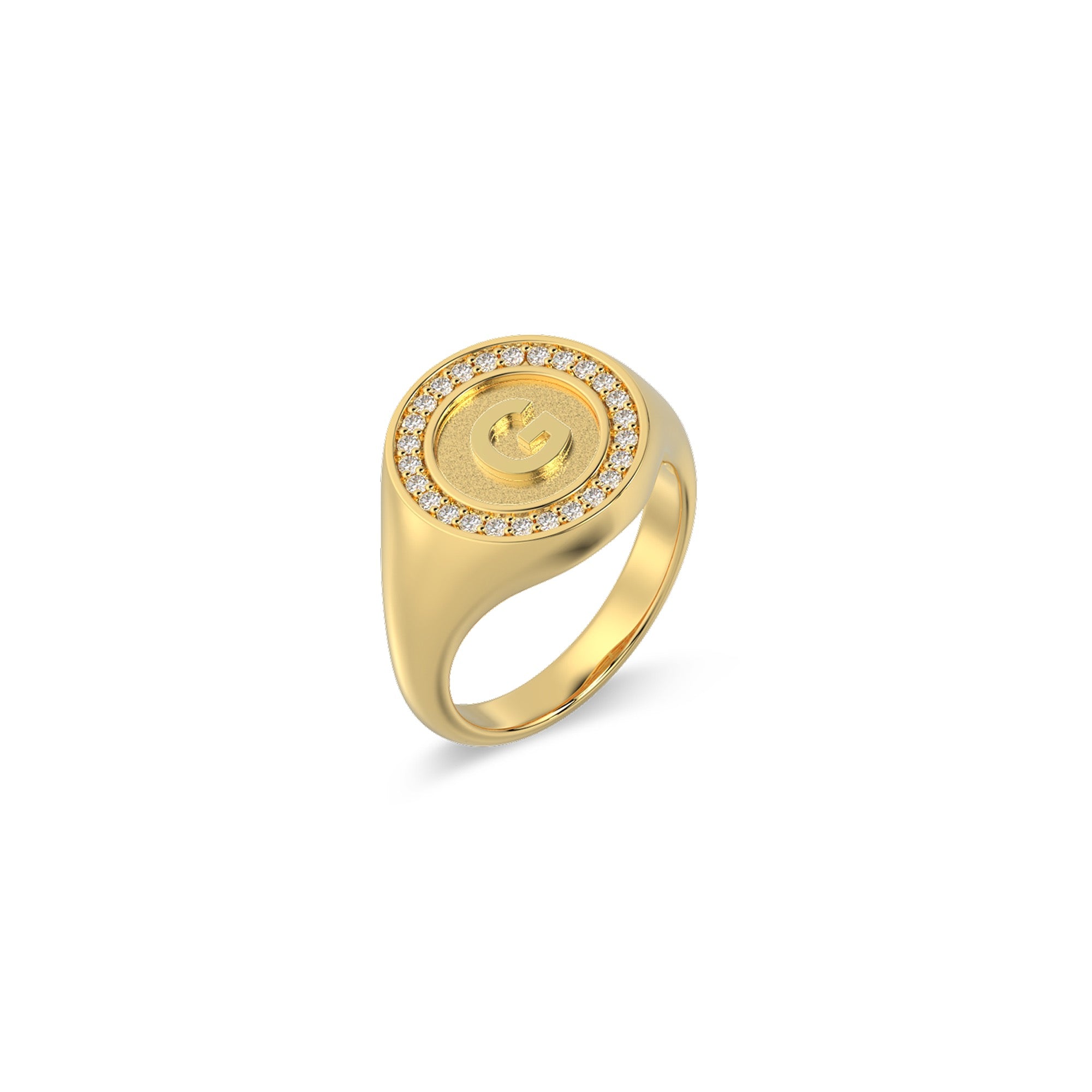 Personalized Initial Signet Ring | 18K Gold Plated Monogram Ring with Custom Letter Engraving