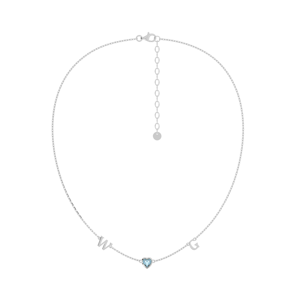 Personalized Heart Birthstone Necklace with Initials | Gift for Her SN022BR