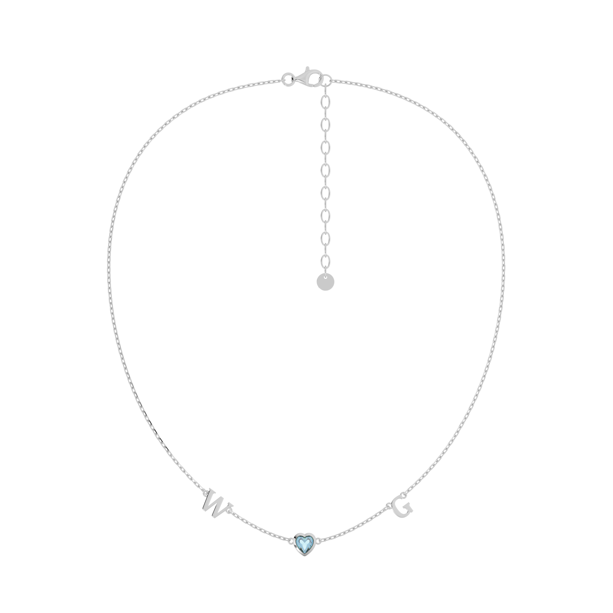 Personalized Heart Birthstone Necklace with Initials | Gift for Her SN022BR