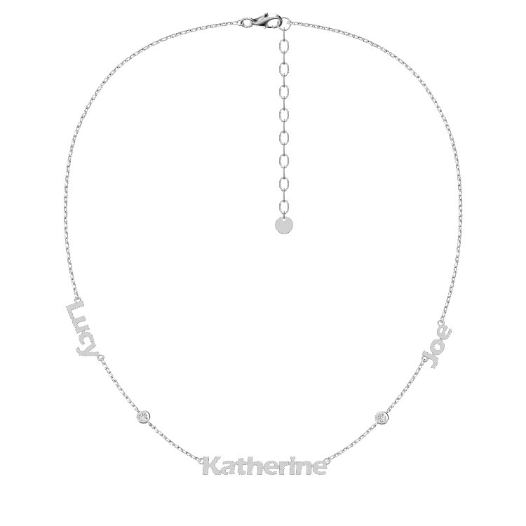 Personalized Multi Name Necklace with Stone Accents